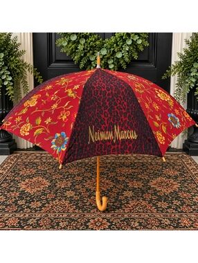 Neiman Marcus Red Floral Umbrella